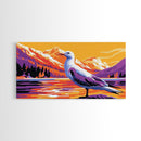 Seagull View, Mountain Lake, Tranquil Waters, Nature Wall Art, Canvas Print, Office Decor, Birdwatching Beauty, Serene Escape