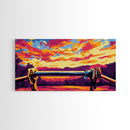 Sunset Horizon, Scenic Nature Art, Vibrant Landscape Painting, Golden Sky Decor, Framed Canvas Print, Office Wall Art, Modern Home Design