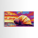 Seashell Sunset, Coastal Treasure, Beach House Art, Framed Canvas Print, Nautical Wall Decor, Summer Home Vibes, Relaxing Atmosphere