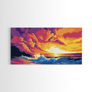 Ocean Sunset, Colorful Seascape, Vibrant Waves, Wall Art, Framed Canvas Print, Beach Decor, Nautical Art, Living Room Art, Gift Idea