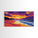 Beach Sunset, Vibrant Seascape, Coastal Art, Ocean View, Framed Canvas Print, Living Room Wall Art, Tropical Decor, Gift Idea