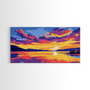 Serene Lake, Sunset Reflection, Vibrant Waters, Nature Art, Framed Canvas Print, Peaceful Wall Art, Living Room Decor, Relaxing Gift