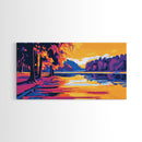 Autumn Lake, Vibrant Fall Landscape, Colorful Nature Art, Sunset Reflection, Framed Canvas Print, Living Room Wall Decor, Rustic Home Art