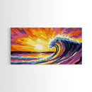 Ocean Wave, Surreal Seascape, Vibrant Water, Beach Wall Art, Framed Canvas Print, Coastal Home Decor, Living Room Art, Surfer Gift