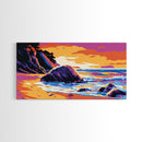 Beach Ocean Waves, Sunset, Framed Canvas Print, Tropical Wall Art, Seaside Decor, Modern Beach Art, Coastal Art, Bedroom Wall Art