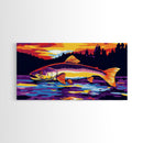 River Sunset, Reflection Nature, Framed Canvas Print, Serene Water Art, Modern Nature Wall Art, Relaxing Art, Dining Room Wall Art