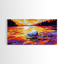 Sunset River, Reflection Vibrant, Framed Canvas Print, Colorful Landscape Art, Modern Home Decor, Nature Inspired, Living Room Wall Art