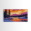 Vibrant Mountain Landscape, Sunset Wall Art, Bold Colorful Nature Print, Modern Alpine Home Decor, Framed Canvas Print, Living Room Art