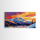Fiery Sky Over River, Bold Sunset Wall Art, Colorful Nature Print, Dramatic Cloudscape Painting, Framed Canvas Print, Office Wall Decor