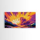 Ocean Wave Explosion, Vibrant Surf Art, Tropical Beach Print, Sunset Seascape Painting, Coastal Home Decor, Framed Canvas Print