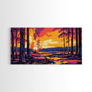 Forest Sunset, Tranquil Woodland Scene, Warm Autumn Landscape, Nature Wall Art, Framed Canvas Print, Cabin Decor, Rustic Home Design