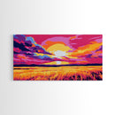 Reflected Sunset Glow, Tranquil Landscape Art, Vibrant Water Print, Bold Color Home Decor, Relaxing Wall Painting, Framed Canvas Print
