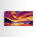 Lake Sunset Ripples, Peaceful Water Art, Colorful Nature Print, Vibrant Reflection Painting, Relaxing Home Wall Decor, Framed Canvas Print