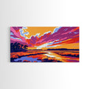 Woman Swimming, Vibrant Sunset, Relaxing Beach Art, Canvas Print, Boho Coastal Decor, Summer Wall Art, Bedroom Aesthetic, Minimalist Style