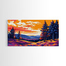 Lakeside Trees, Sunset Reflection, Scenic Nature, Living Room Wall Art, Vibrant Landscape, Framed Canvas Print, Boho Wall Decor