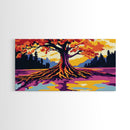 Sunset Landscape, River Reflection, Colorful Nature, Framed Canvas Print, Modern Wall Art, Living Room Decor, Bold Sunset Painting