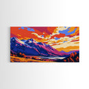Sunset Cabin, Lakeside Home Decor, Rustic Art, Colorful Landscape, Vibrant Wall Art, Framed Canvas Print, Living Room Wall Art