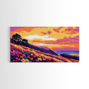 Coastal Road, Sunset Painting, Scenic Drive, Ocean View Art, Vibrant Nature Scene, Framed Canvas Print, Office Wall Art, Home Decor