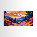 River Reflection, Tranquil Nature Art, Sunset Glow, Vibrant Water Scene, Peaceful Landscape, Framed Canvas Print, Dining Room Wall Art