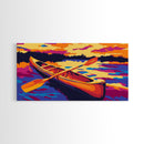 Canoe Oars, Sunset, Framed Canvas Print, Wall Art, Adventure Theme, Rustic Home, Cabin Decor, Outdoor Lovers, Nature Scene