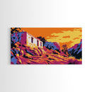 Desert House, Adobe Home, Southwest Art, Rustic Landscape, Framed Canvas Print, Western Wall Decor, Fall Aesthetic, Boho Art