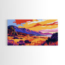 Mountain Meadow, Colorful Nature Art, Vibrant Landscape Print, Sunset Field Scene, Canvas Print, Bedroom Wall Art, Cozy Home Decor