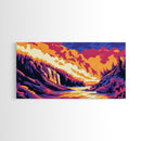Waterfall Scene, Sunset Painting, Wilderness Landscape, Framed Canvas Print, Nature Wall Art, Rustic Decor, Cabin Art, Forest Artwork
