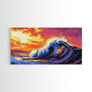 Ocean Wave, Surf Art, Beach Wall Decor, Canvas Print, Nautical Painting, Vibrant Seascape, Coastal Home Art, Colorful Surfing Scene