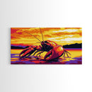 Giant Lobster, Nautical Artwork, Seafood Kitchen Art, Framed Canvas Print, Coastal Wall Decor, Ocean Life Painting, Vibrant Marine Art