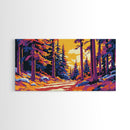 Autumn Forest, Sunset Glow, Pathway Scene, Canvas Print, Cozy Home Decor, Living Room Art, Woodland Painting, Vibrant Fall Landscape