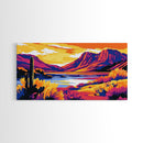 Desert Cactus Sunset, Canvas Print, Southwest Wall Art, Colorful Mountain Art, Nature Landscape, Boho Aesthetic, Office Wall Decor