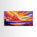 Vibrant Sky Over Water, Framed Canvas Print, Colorful Sunset Art, Bold Nature Painting, Modern Landscape, Living Room Wall Art