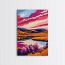 Autumn Lake Art, Vibrant Landscape Painting, Colorful Nature Canvas Print, Rustic Cabin Wall Decor, Boho Home Art, Living Room Wall Art