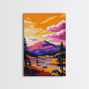 Mountain River, Sunset, Canvas Print, Autumn Forest Art, Nature Landscape, Rustic Cabin Wall Art, Wilderness Painting, Boho Decor