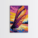 Butterfly Sunset, Reflection, Framed Canvas Print, Whimsical Nature Art, Boho Decor, Autumn Wall Art, Cozy Home Aesthetic, Rustic Living