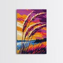 Sunset Field, Tall Grass, Vibrant Sky, Bold Colors, Framed Canvas Print, Modern Farmhouse Art, Living Room Wall Art, Autumn Landscape