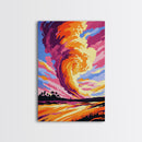 Fiery Clouds, Dramatic Sky, Sunset Storm, Nature Art, Framed Canvas Print, Living Room Decor, Unique Wall Art, Landscape Painting