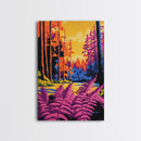 Enchanted Forest, Colorful Nature Scene, Vibrant Trees, Dreamy Woodland, Framed Canvas Print, Living Room Wall Art, Boho Aesthetic