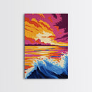 Ocean Waves, Sunset at Sea, Bold Seascape, Vibrant Water Art, Canvas Print, Nautical Home Decor, Beach House Wall Art, Coastal Style