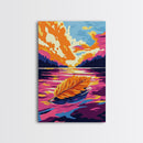 Floating Leaf, Autumn Lake, Vibrant Nature, Canvas Print, Fall Wall Art, Colorful Painting, Home Office Decor, Rustic House Gift
