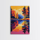 Reflections, Fall Landscape, Colorful Nature, Framed Canvas Print, Home Decor, Living Room Art, Vibrant Wall Art, Autumn Water Scene