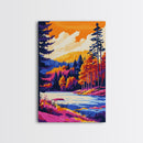 Mountain Lake, Autumn Trees, Scenic Landscape, Canvas Print, Cabin Wall Art, Nature Inspired Home Decor, Fall Colors, Modern Rustic Art