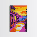 Frontier Town, Old West, Rustic Scene, Framed Canvas Print, Country Wall Art, Western Home Decor, Sunset Street Painting, Historical Art