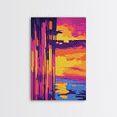 Sunset Reflections, Framed Canvas Print, Abstract Nature Art, Colorful Lake Scene, Modern Home Decor, Peaceful Wall Accent, Living Room Art