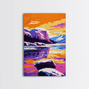 Mountain Lake, Sunset Reflection, Nature Landscape, Vibrant Colors, Adventure Wall Art, Home Decor, Bedroom, Canvas Print, Scenic View