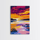 Serene Sunset, Tranquil Water, Vibrant Sky, Nature Wall Art, Canvas Print, Peaceful Lake, Bedroom Decor, Abstract Landscape