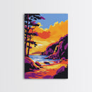 Coastal Cliffs, Seascape Painting, Sunset Over Ocean, Vibrant Colors, Framed Canvas Print, Beach House Wall Art, Nature Lover Gift
