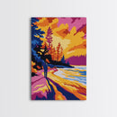 Walking Alone, Autumn Forest, Sunset Hues, Reflective Scene, Canvas Print, Cozy Cabin Art, Rustic Home Decor, Nature Inspired