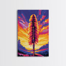 Sacred Feather, Spiritual Symbol, Sunset Backdrop, Native Inspired, Canvas Print, Unique Wall Art, Meaningful Decor, Boho Style