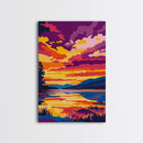 Golden Sunset, Reflective Waters, Moody Sky, Nature Tranquility, Canvas Print, Living Room Wall Art, Vibrant Home Decor, Modern